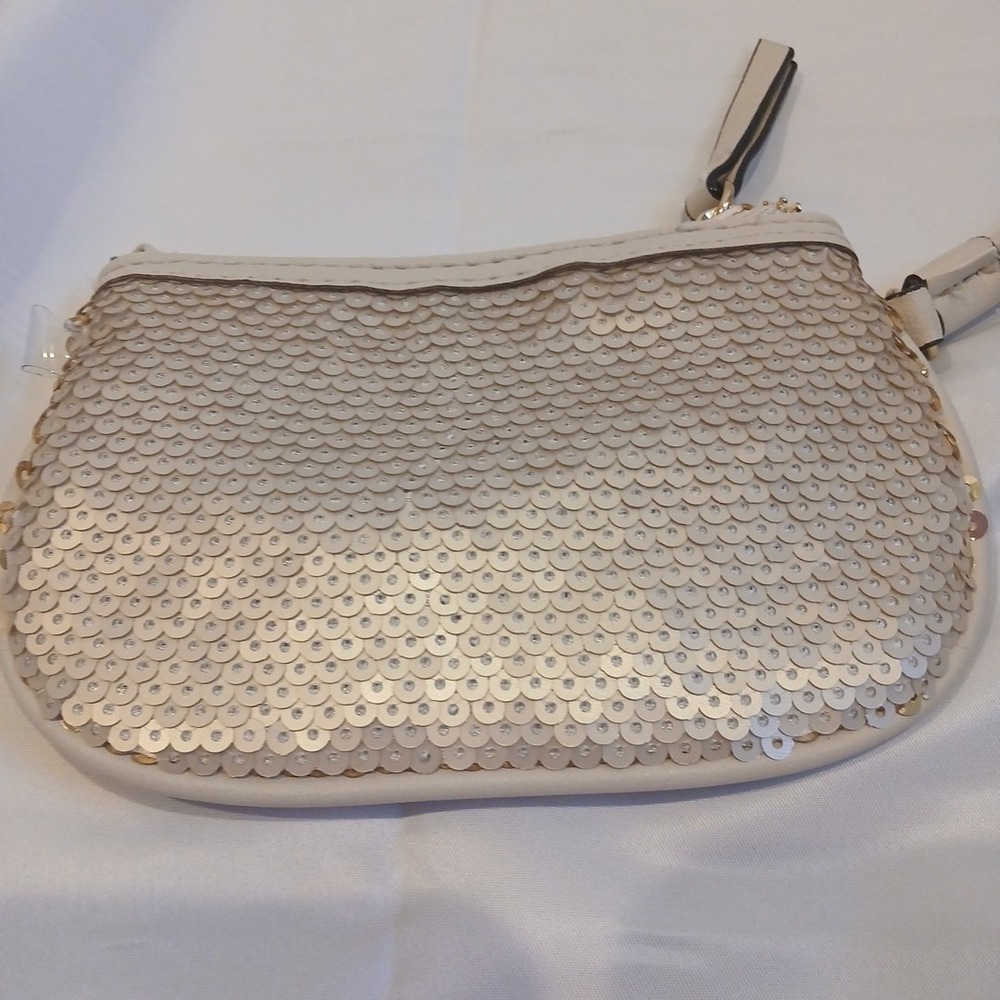 Juicy Couture‎ Y2K Sequin Wristlet Bag Off White Logo Glam Mini Purse Bling - Picture 7 of 15